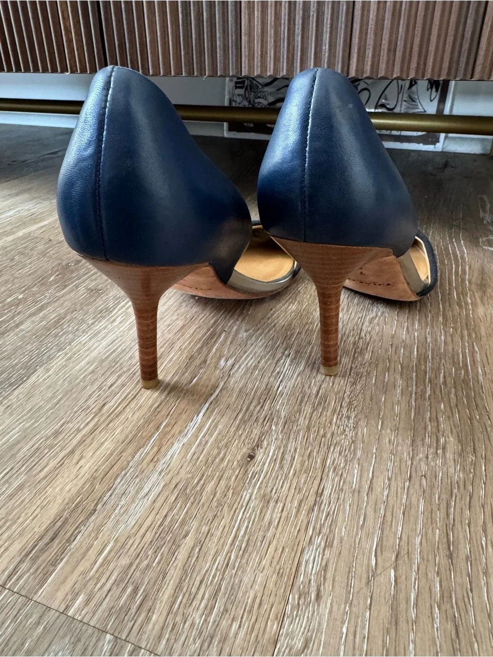 Coach Black D’Orsay Pumps Blue Leather Heels Pointed Toe Size 7B